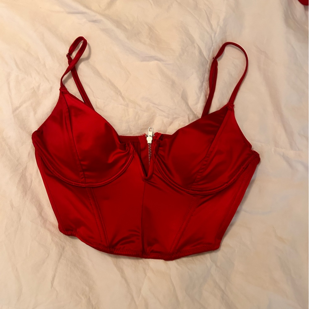 red corset top